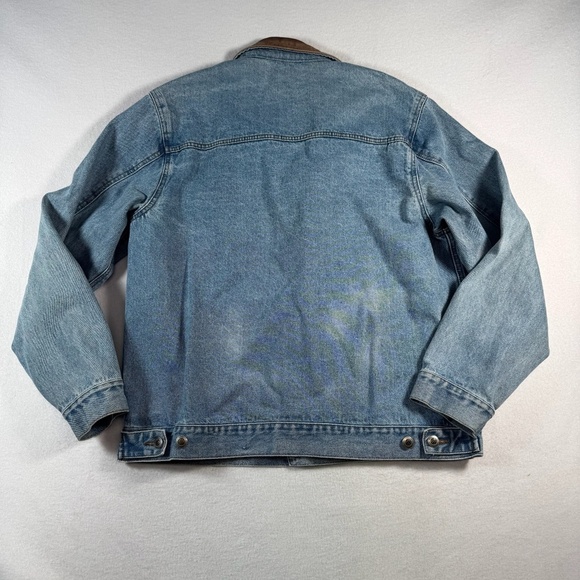 Dunbrooke Jacket Mens Large Blue Jean Barn Embroidered Leather Collared Vintage - Picture 2 of 16